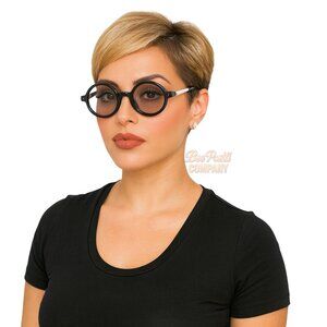 Malibu Retro Round Sunglasses Black Frame Light Grey Tinted Lenses Unisex